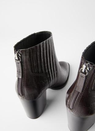 Полностью кожаные ботинки zara, коричневого цвета