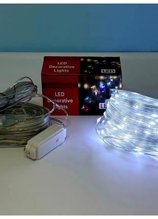 Гирлянда светодиодная 50м 400 led белая для улицы от 220v тип росы