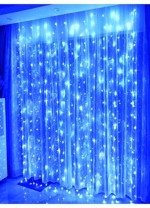 Гирлянда водопад 320 led 3m 2m синий 220v для праздничного оформления