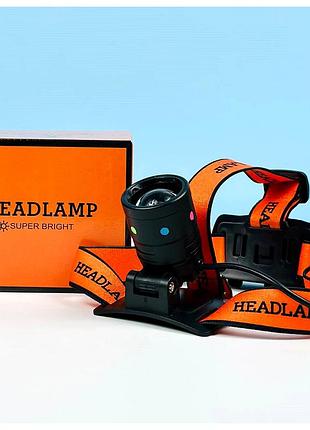Ліхтар налобний bl-t210 з двома акумуляторами 18650 з функцією zoom чорний