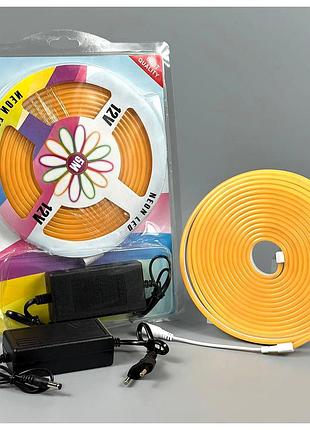 Светодиодная лента 5м 12v силиконовая ip65 помаранчевая для освещения led neon