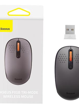 Беспроводная мышка baseus f01b tri-mode 2.4g bluetooth 5.0 до 20м 800-1600dpi серая универсальная