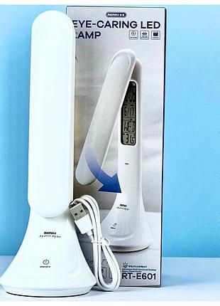 Настольная лампа remax rt-e601 мощность 4w напряжение dc5v usb белый abs с часами и термометром
