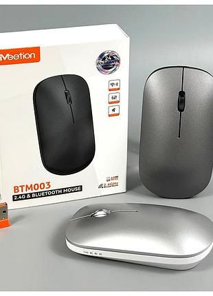 Беспроводная мышка meetion btm003 2400dpi bluetooth 2.4g usb type-c серый для пк и ноутбука