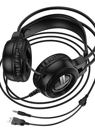 Наушники borofone bo111 eminent 50 мм динамик usb 3.5 мм микрофон черные для игр