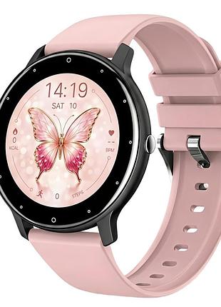 Женские смарт-часы smart classic pinky с круглым сенсорным дисплеем 1,28", bluetooth и двумя ремешками