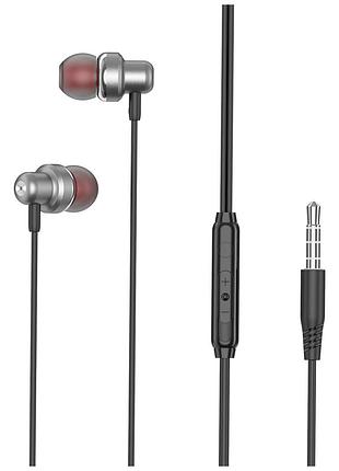 Навушники вакуумні з мікрофоном 3.5 mm сірі довжина кабелю 115 м модель xo ep38