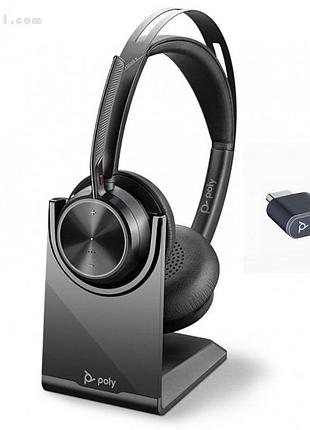 Bluetooth-гарнитура poly voyager focus 2 uc-c + charging stand (original 100%) by plantronics