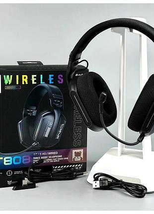 Навушники onikuma gt808 gaming 40 мм bluetooth 5.3 дротові 2.4g з мікрофоном чорні для пк ps5 ps4 xbox one nintendo switch