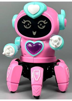 Интерактивная игрушка робот танцующий с музыкой 18 см розовый bot robot lady zr142-3 для детей от 3 лет на батарейках