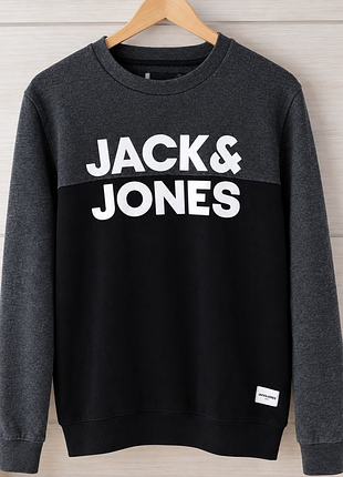 Світшот чоловічий/кофта бренду jack&jones з  чорно-сірим  написом