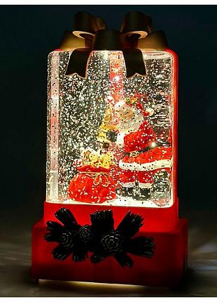 Ночник xmas 18см красный с блестками и музыкой от сети модель wld-25010a