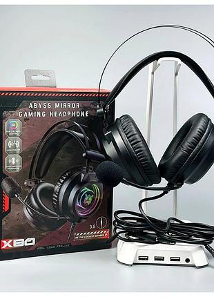 Наушники компьютерные onikuma x80 rgb 50 мм 115 дб usb черные с микрофоном для игр