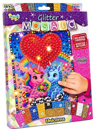 Креативна творчість "блискуча мозаїка unicorns" бм-04-02 серії "glitter mosaic"