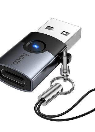 Перехідник usb 3.0 male на type-c female 5 v 2 a 3 a алюмінієвий сірий hoco ua46b victory