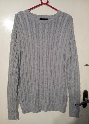 Натуральный 100% коттон-хлопковый мужской свитер в косы l-xl lager 157 швеция