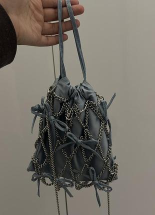Сумка для жінок zara, блакитна, з ланцюжками