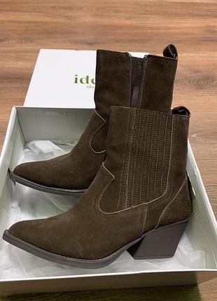 Жіночі ботильйони ideal shoes коричневі замшеві 37 розмір 24 см