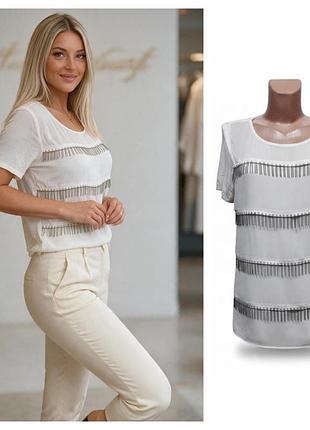 Великолепная вискозная блузка с декором популярного бренда из италии intimissimi