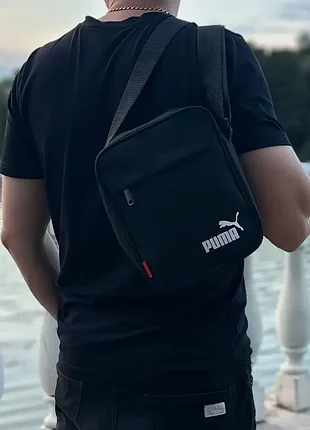Сумка чорна спорт puma, барсетка чоловіча пума 5