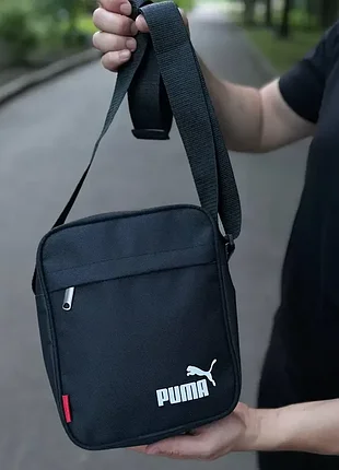 Сумка чорна спорт puma, барсетка чоловіча пума 7