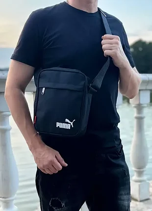 Сумка спорт через плечо puma, борсетка мужская черная пума