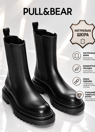 Pull & bear черевики челсі з натуральної шкіри