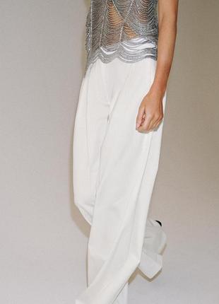 Широкие женские белые брюки палаццо xs, zara 2