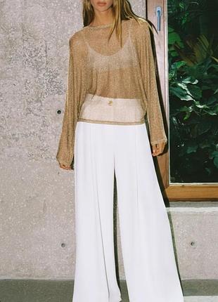 Широкие женские белые брюки палаццо xs, zara