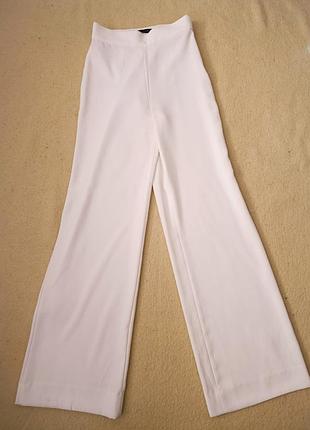 Широкие женские белые брюки палаццо xs, zara 4