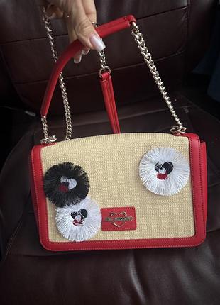 Сумка жіноча love moschino через плече червона з бежевим