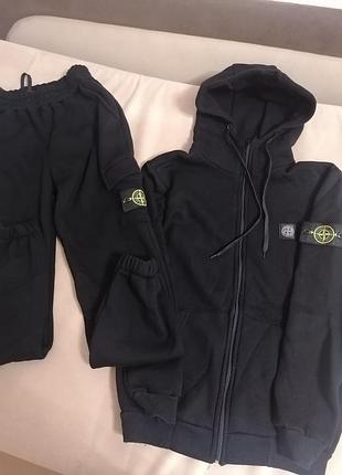 Спортивний костюм чоловічий stone island теплий чорний