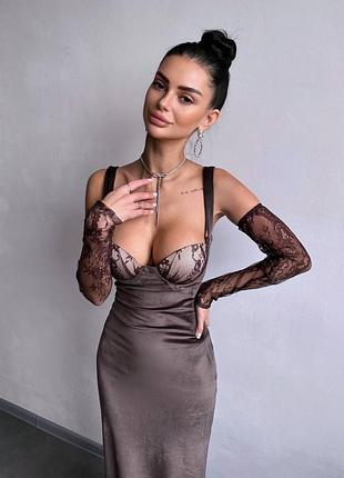 Платье длинное велюр 2