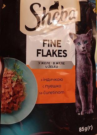 Корм для котів sheba fine flakes з індичкою в желе
