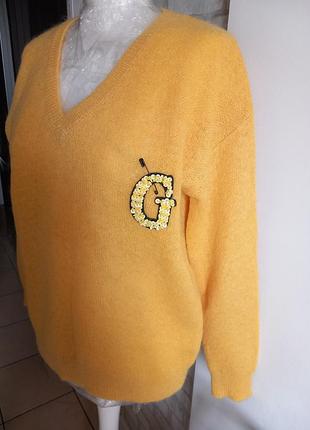 Светр жіночий guess мохеровий, жовтий, розмір 46-48