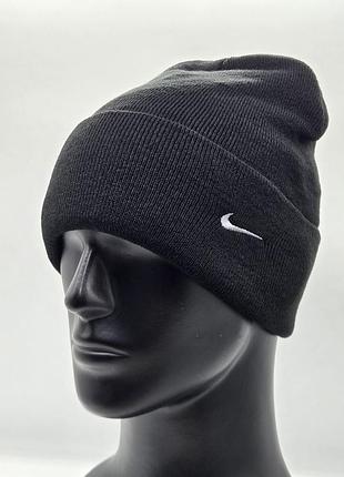 Шапка чоловіча nike чорна з флісом