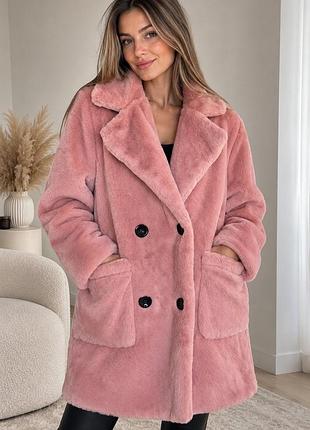 🩷 рожева шуба prettylittlething, розмір xs / eur 32