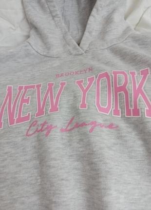 Худі для дівчинки сіре з написом new york