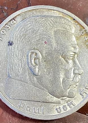 Німеччина.   5 марок 1935 р. «а».   гіденбург