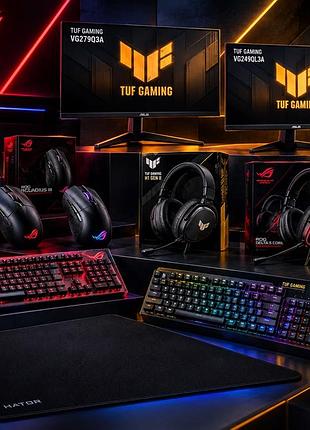 Asus rog, tuf gaming, hator : монітор, навушники, мишка, килимок, клавіатура