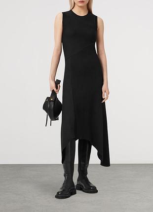 Сукня шикарна асиметрична в рубчик міді allsaints