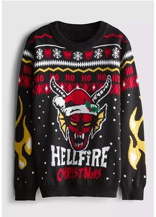 Светр чоловічий stranger things hellfire christmas чорний
