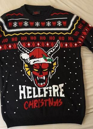 Светр чоловічий stranger things hellfire christmas чорний 3