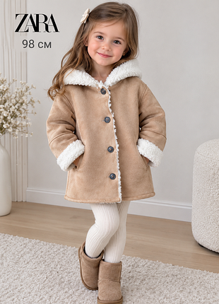 Шуба і дублянка для дівчинки zara бежева, 98 см
