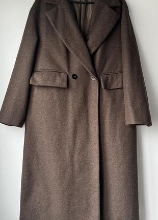 Коричневе пряме жіноче пальто shein l