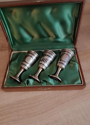 Колекційний набір срібних чарок «кубачі» срср, 3 шт