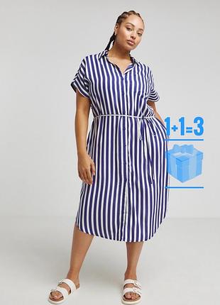🥰 міді сукня у смужку з поясом simply be 22/18 віскоза