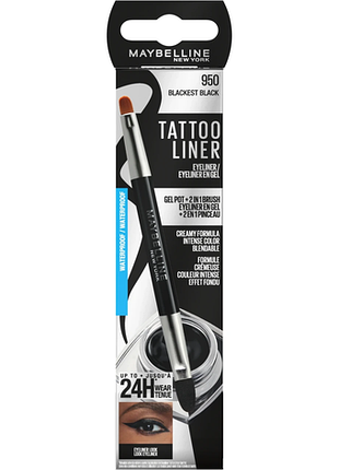 Maybelline new york tattoo liner стойкая гелевая подводка для век с щеточкой