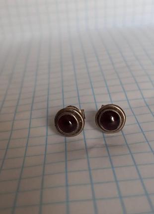 Серьги серебро гранат 6