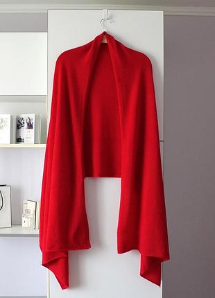 Большой красный кашемировый мягкий шарф палантин от in cashmere, 100% кашемир